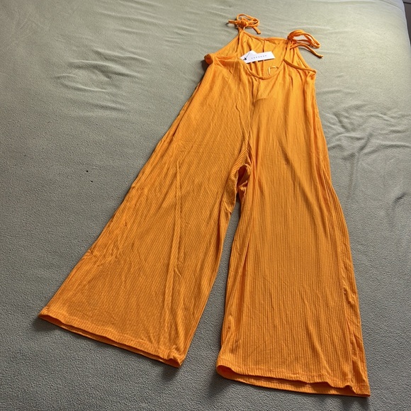 🎯NWT Topshop Ribbed Jumpsuit Orange Size 4-6 - Picture 9 of 14